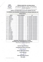 Calendário das Reuniões Ordinárias da Câmara Municipal de Minas Novas (Exercício de 2024)