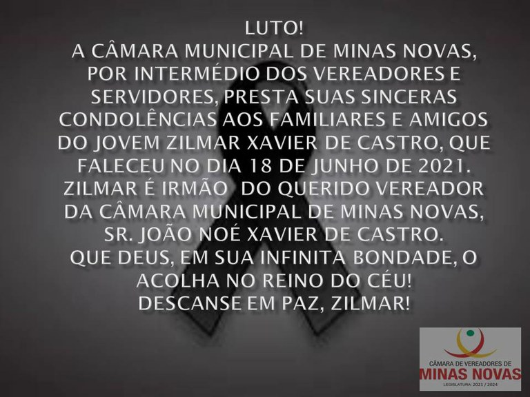 Luto — Câmara Municipal De Minas Novasmg